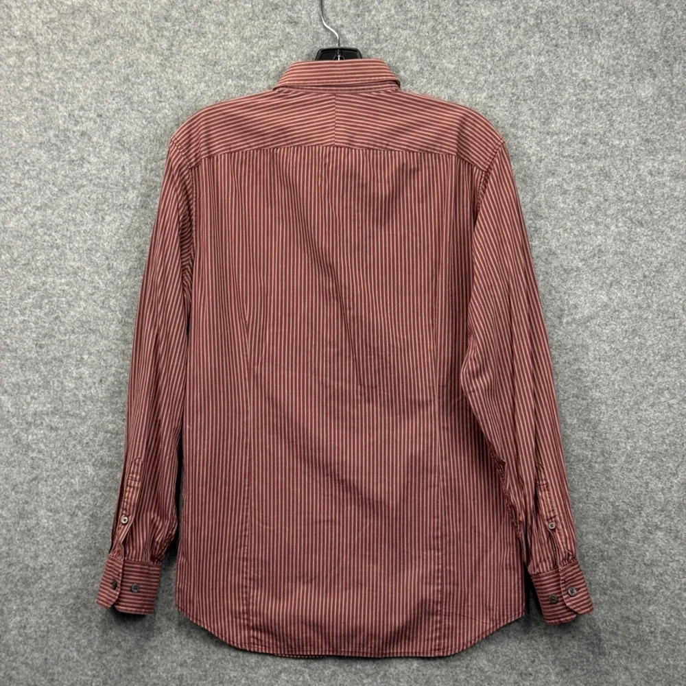 Banana Republic‎ Mens S Burgundy Striped Long Sleeve Button Down Shirt Stretch